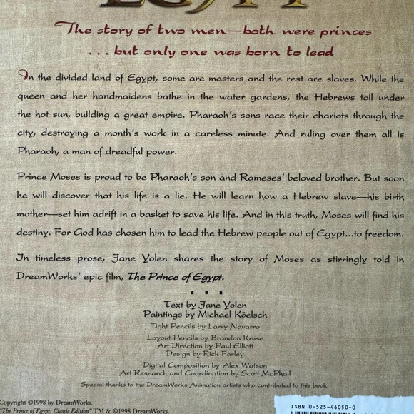 VINTAGE 1998 The Prince of Egypt Hardcover Children’s Book (Fully Illustrated) - Picture 5 of 12